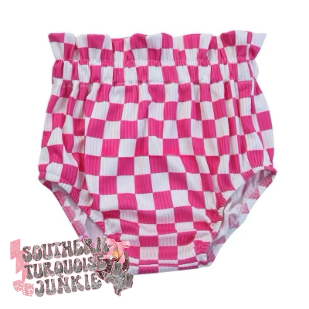 PINK CHECKERED RIBBED BLOOMIES