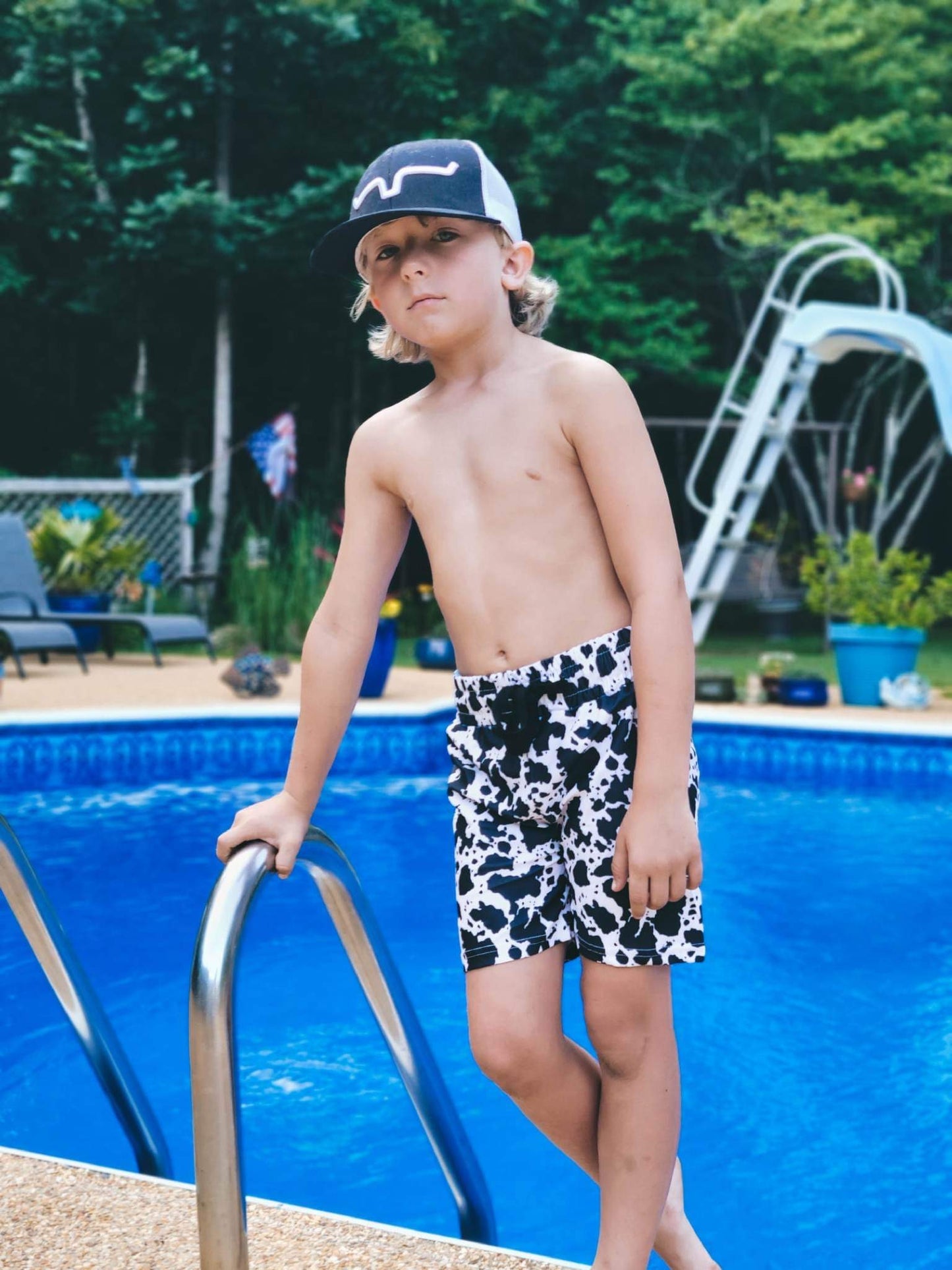 COWPRINT SWIM TRUNKS