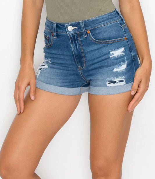 HIGH RISE DENIM SHORTS