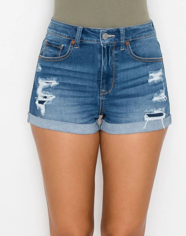 HIGH RISE DENIM SHORTS